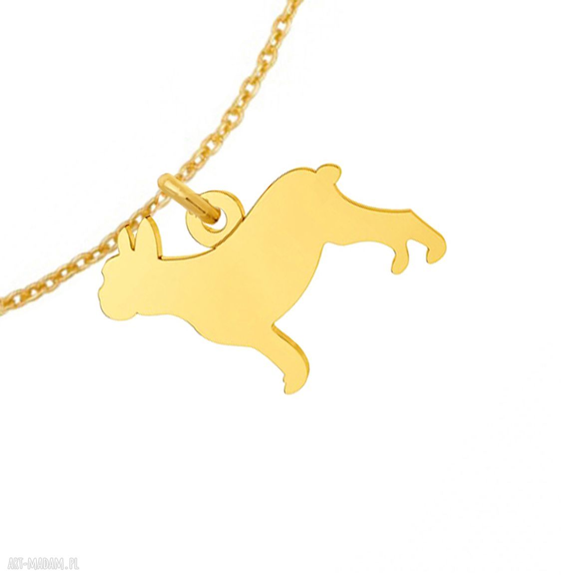 bransoletki: Złota bransoletka z buldogiem francuskim Ręcznie robione