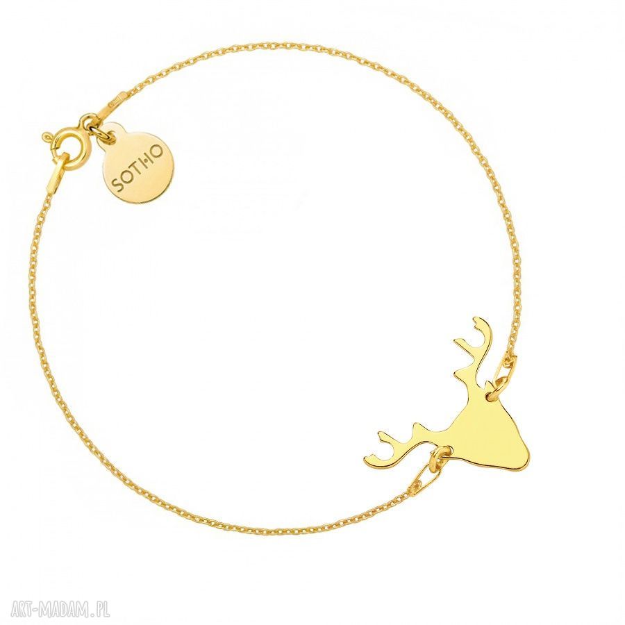 ZŁota bransoletka jeleniem jeleń zawieszka minimalistyczna modna