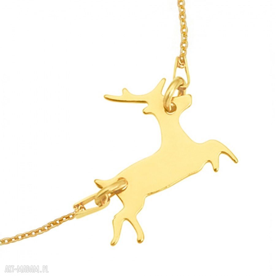 bransoletki: ZŁOTA BRANSOLETKA Z JELONKIEM ręcznie wykonane