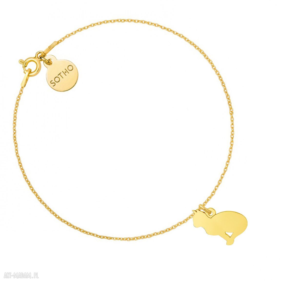 Złota bransoletka kot kotek pozłacana łańcuszek łańcuszkowa