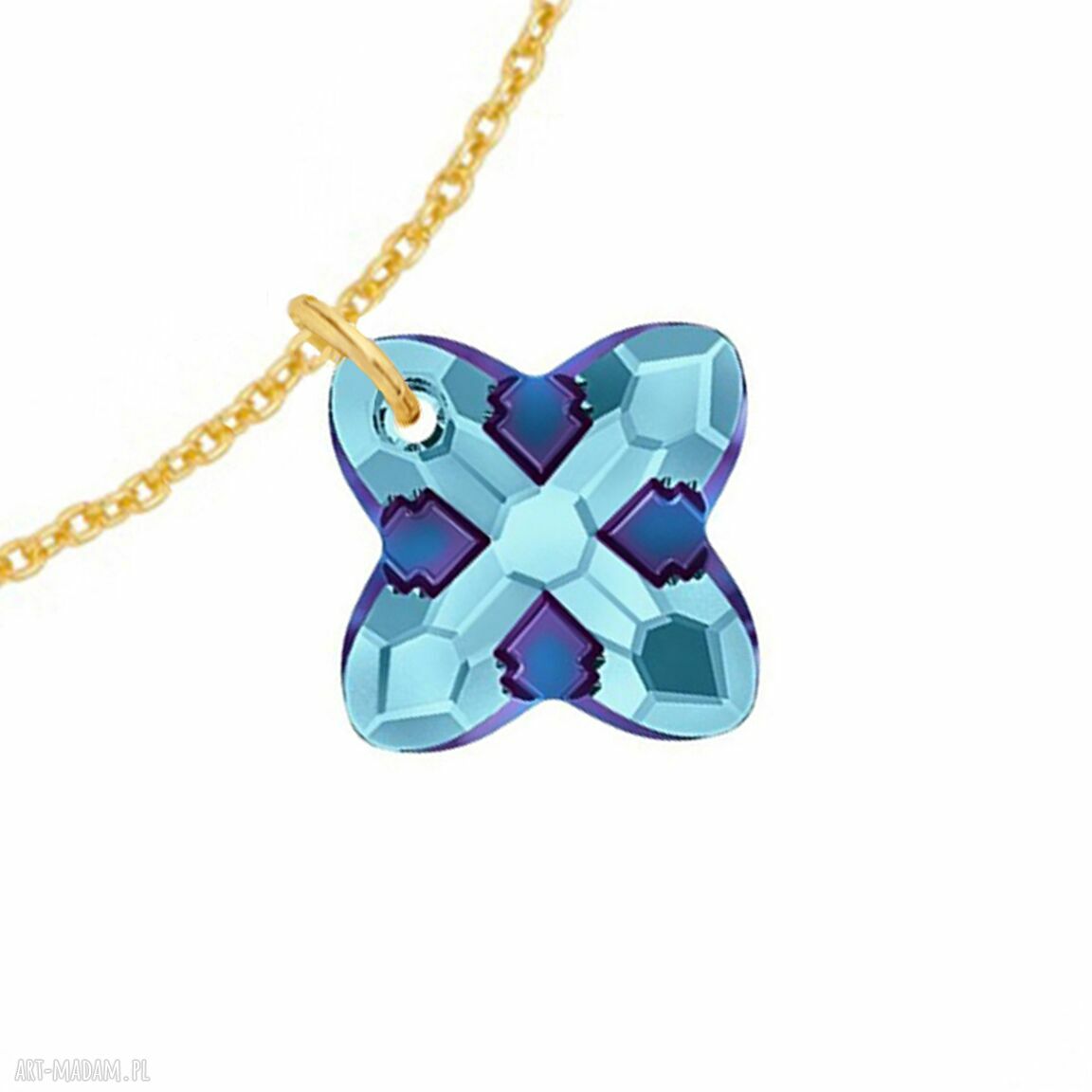 bransoletki: Złota bransoletka z kryształem SWAROVSKI® CRYSTAL w kolorze niebieskim