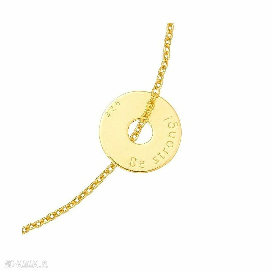 bransoletki: Złota bransoletka z malutką karmą Be strong! Autorskie