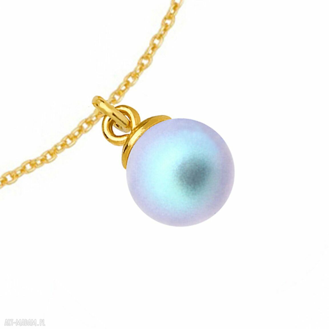 bransoletki: Złota bransoletka z niebieską perłą SWAROVSKI® CRYSTAL handmade