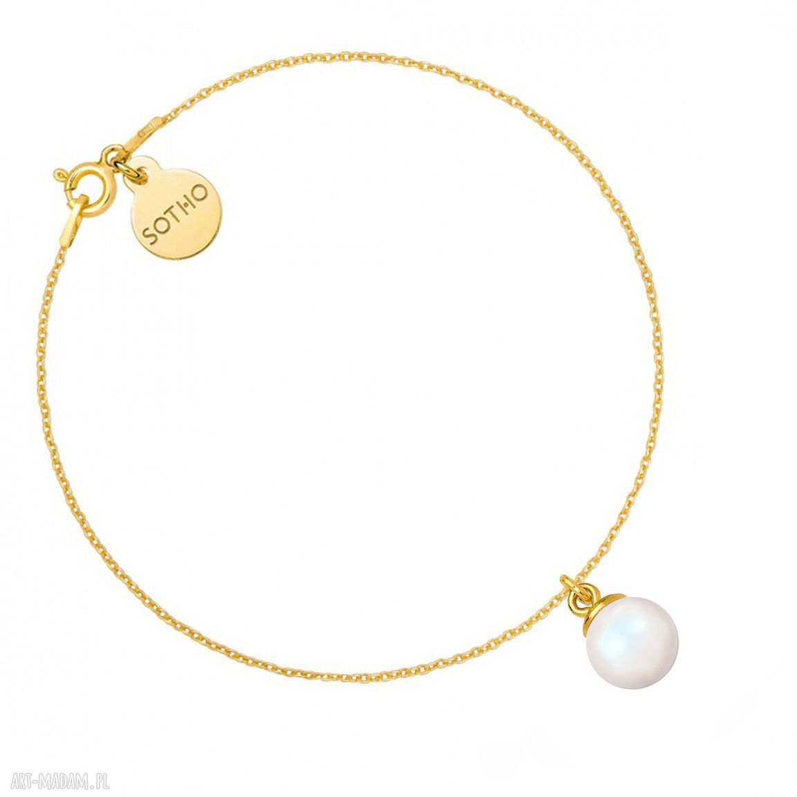 Złota bransoletka opalizującą perłą swarovski® crystal zawieszka