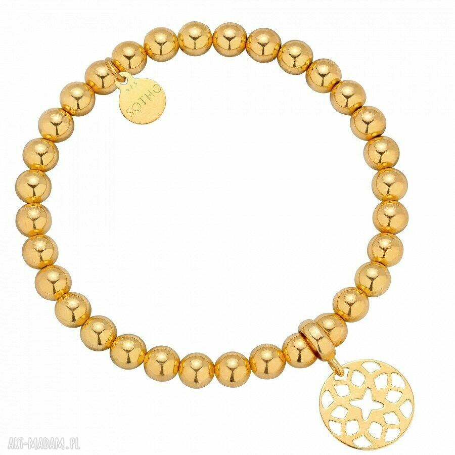 Złota bransoletka orientalną kule rozetka delikatna