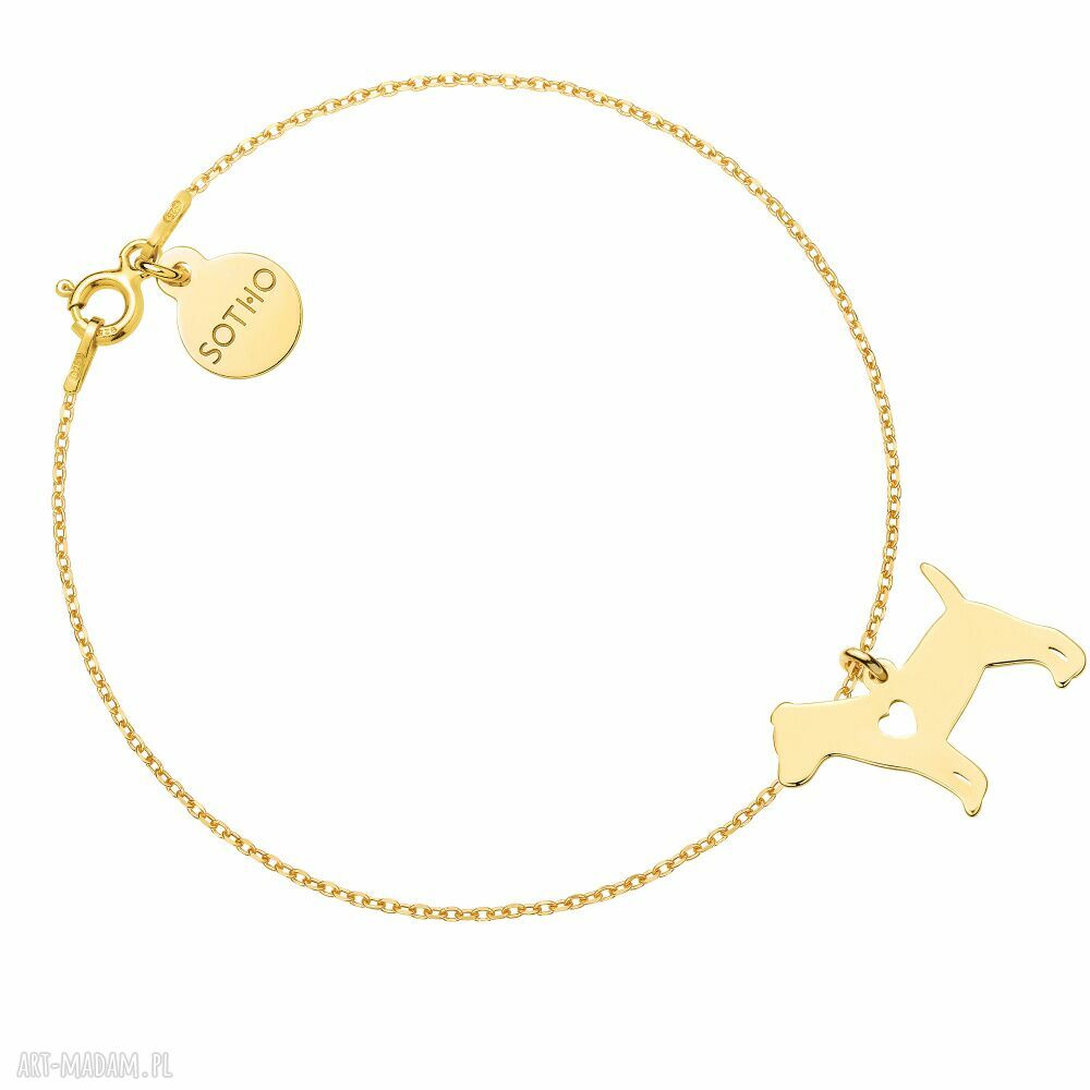 Złota bransoletka psem rasy jack russell terrier pies