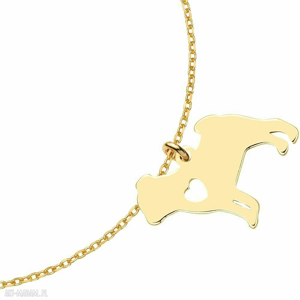 bransoletki: Złota bransoletka z psem rasy mops Ręcznie robione