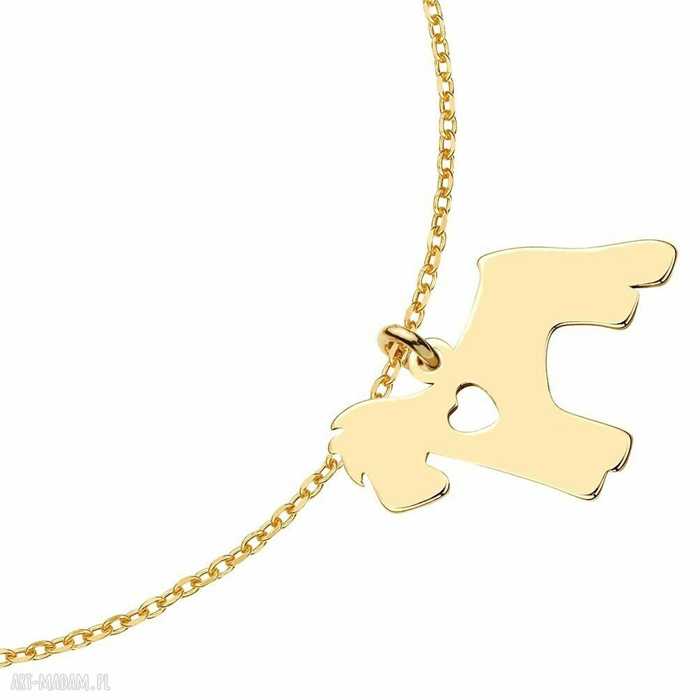 bransoletki: Złota bransoletka z psem rasy sznaucer Ręcznie wykonane