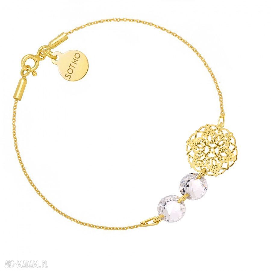 Złota bransoletka z rozetką i Swarovski CRYSTAL (18 cm)