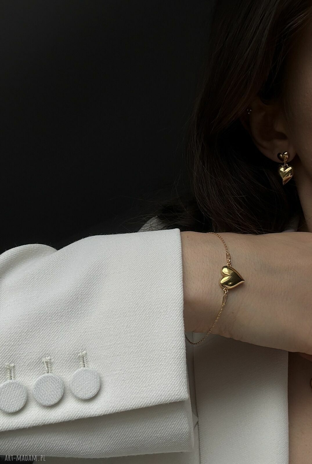 bransoletki: Złota bransoletka z sercem HandMade