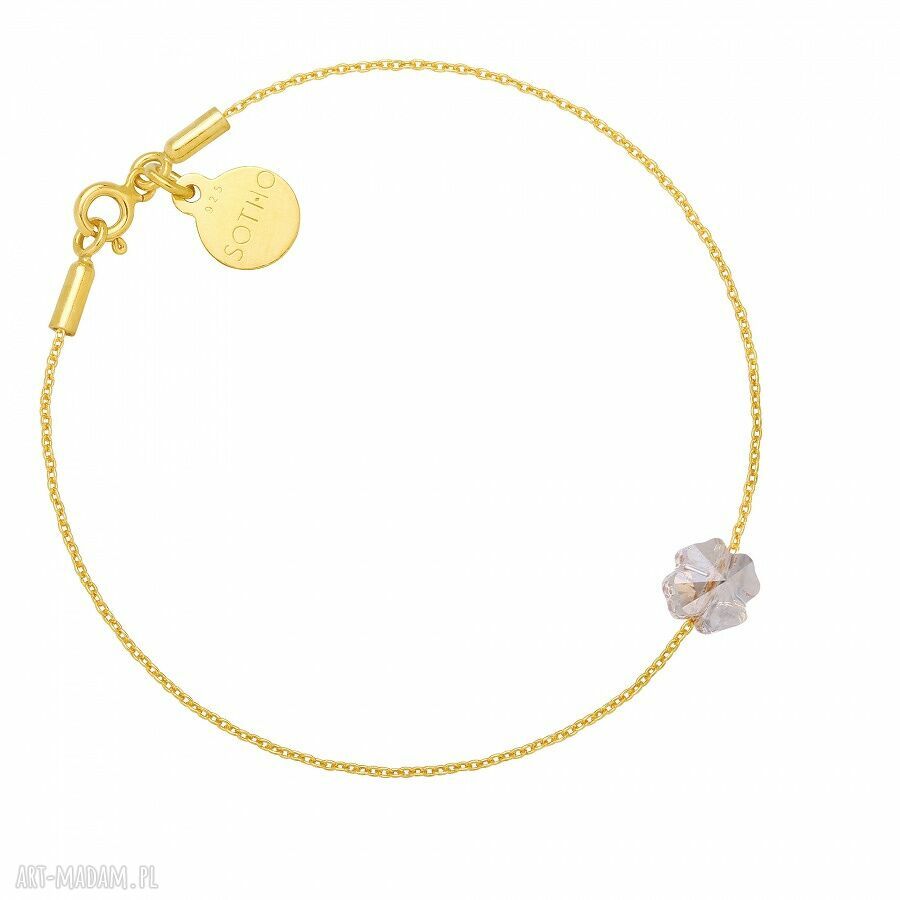 Złota bransoletka zdobiona koniczynką swarovski® crystal