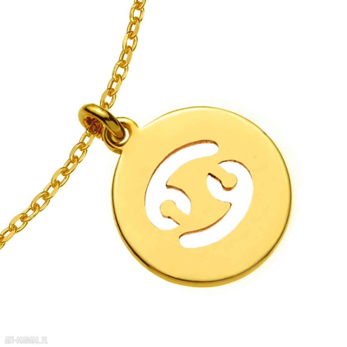 Złota bransoletka z zodiakiem Raka - łańcuszek ze srebra 925 pozłacany 24k