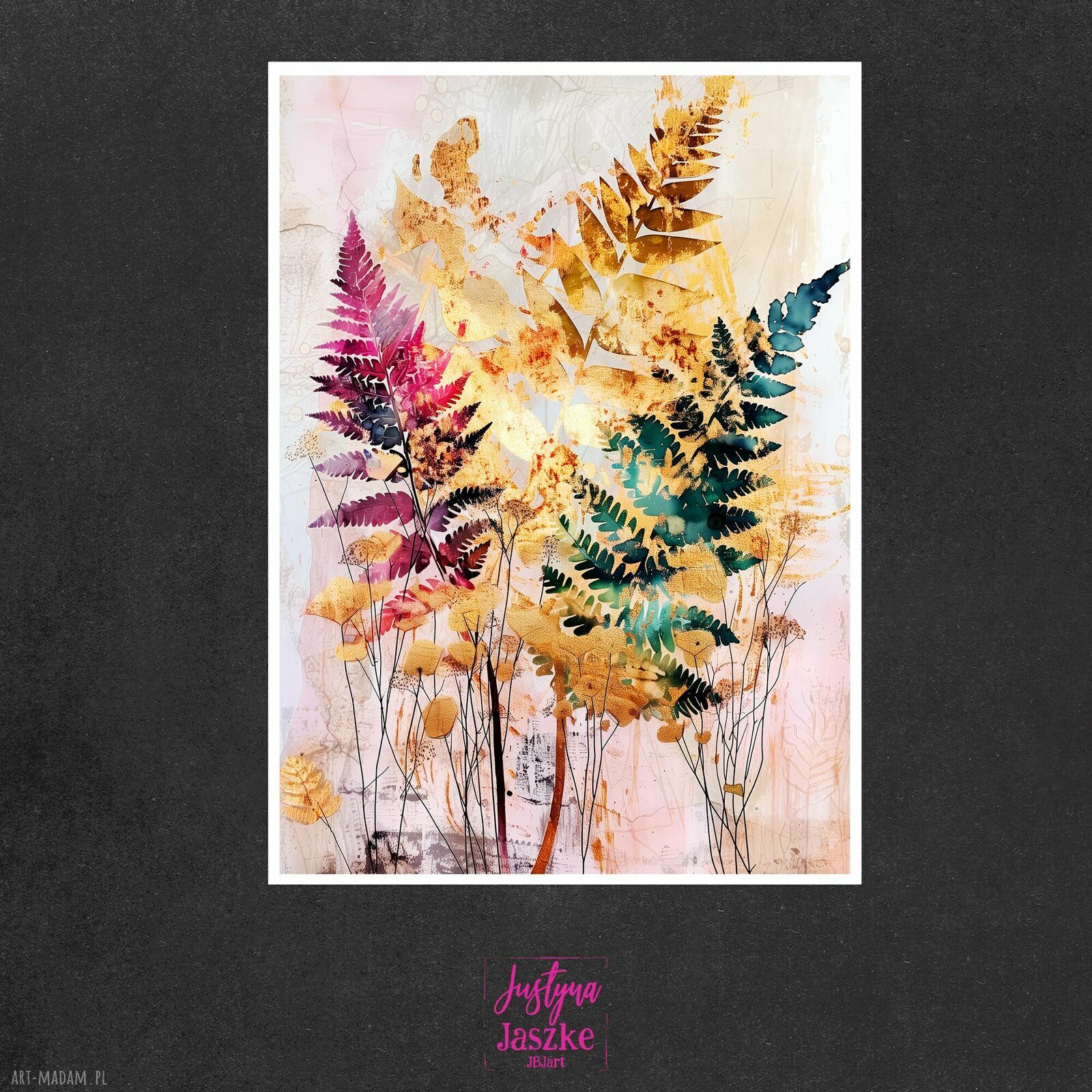 Złota Flora - zestaw 9 grafik 15x21 cm z roślinami botanicznymi