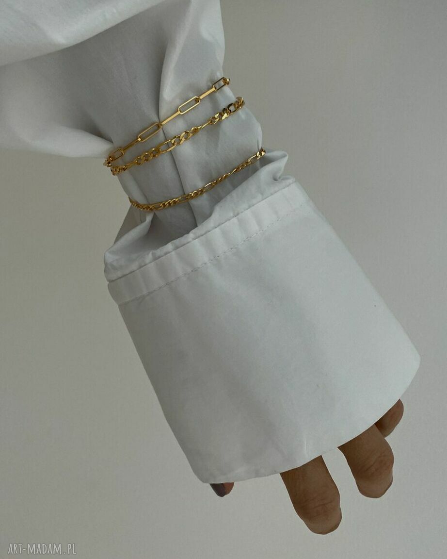Złota bransoletka łańcuszkowa Figaro z logo marki - 18 cm