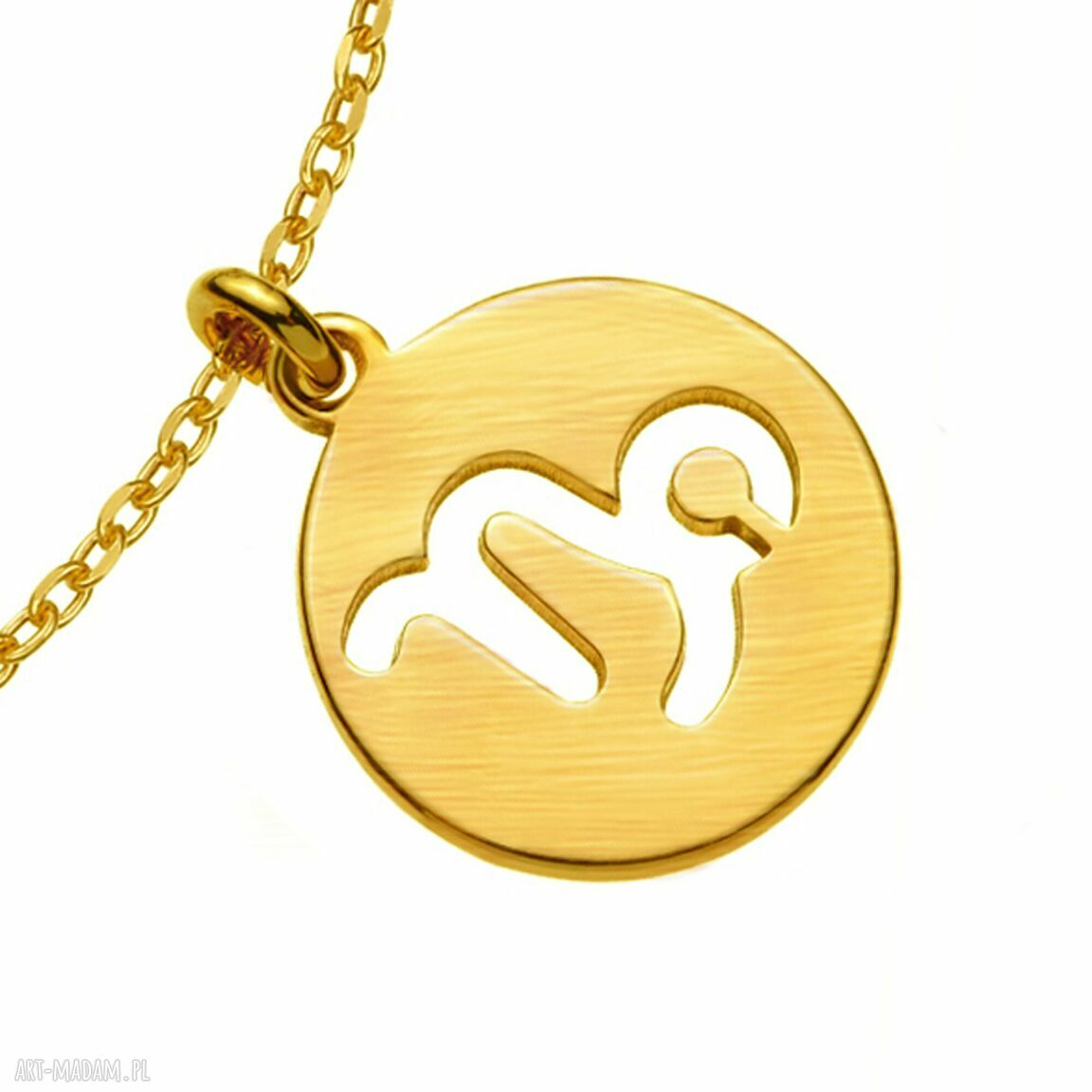 bransoletki: Złota matowa bransoletka z zodiakiem Koziorożca ręczne wykonanie