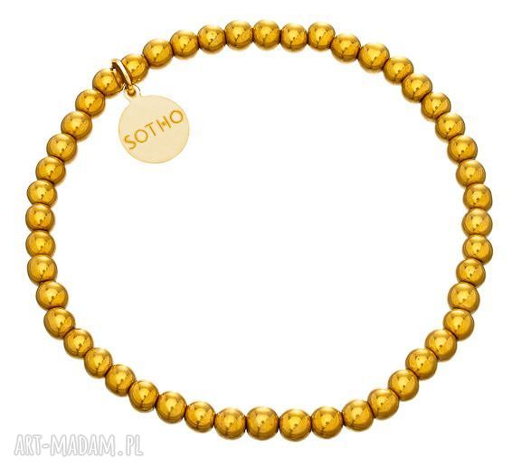 modowa bransoletka hematyt gŁadki fashion złota