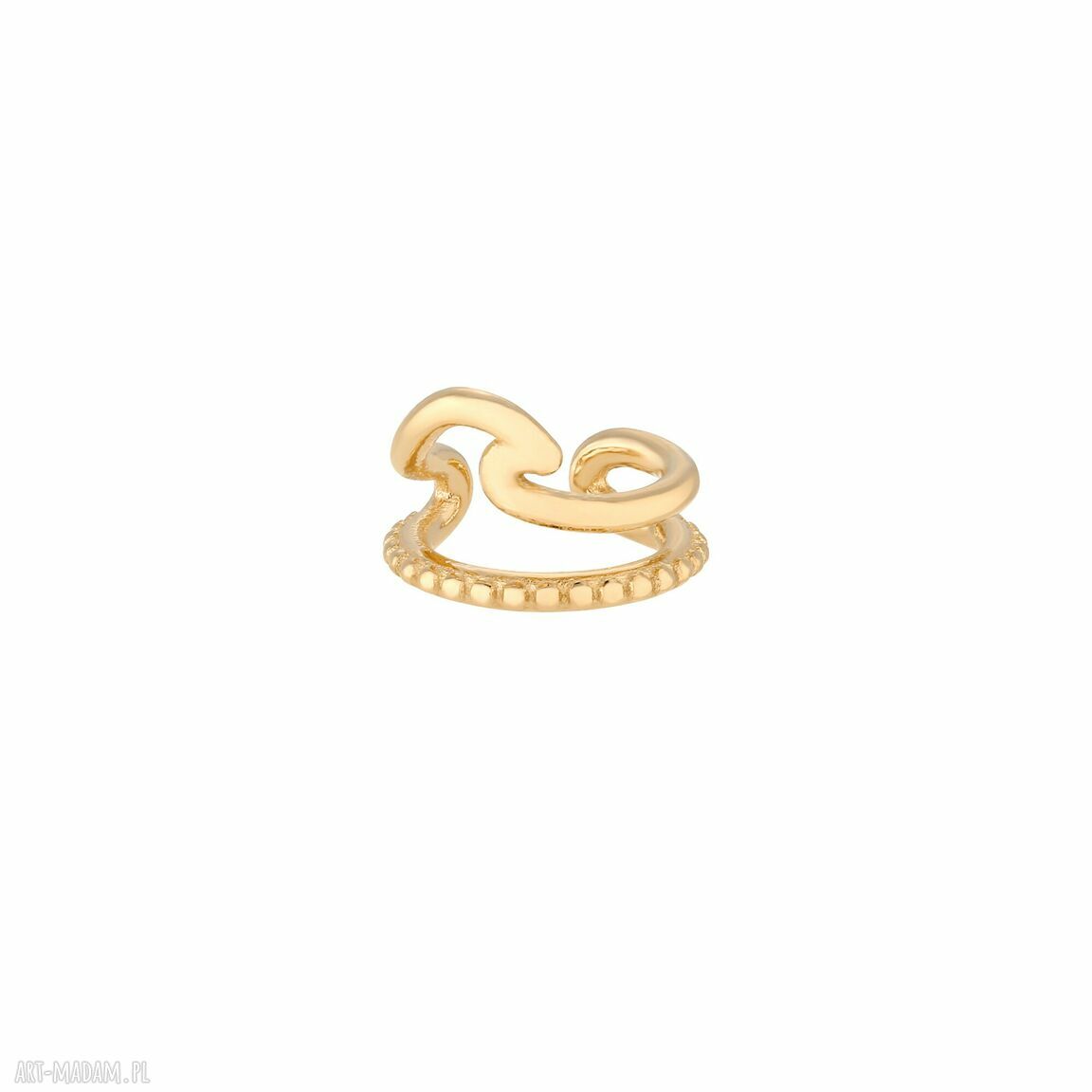 Złota nausznica falą wave ozdoba naucho pozłacana delikatna