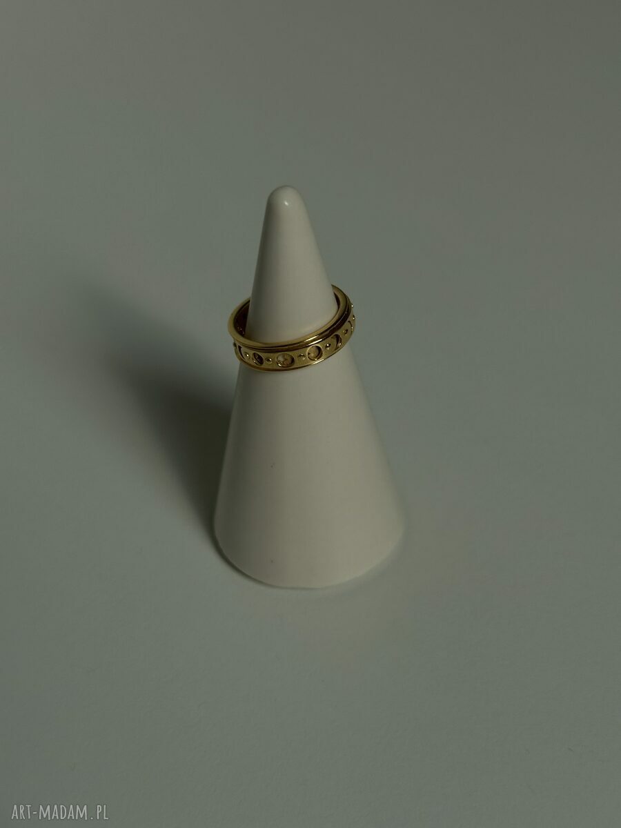 obrączki: Złota obrotowa obrączka z fazami księżyca i gwiazdami Ręcznie robione