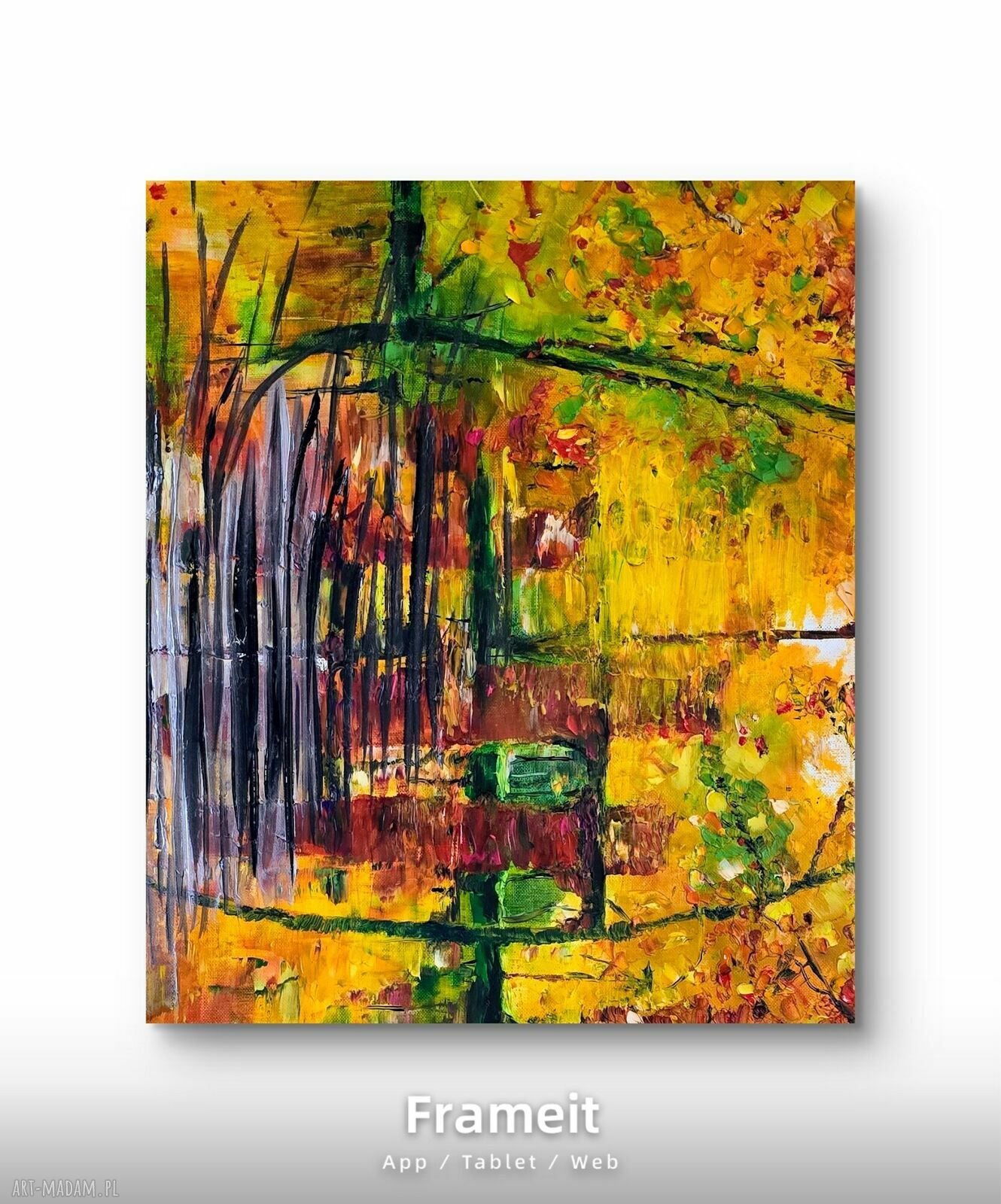 Złota Polska jesień - obraz akrylowy lasu na płótnie 40x50 cm