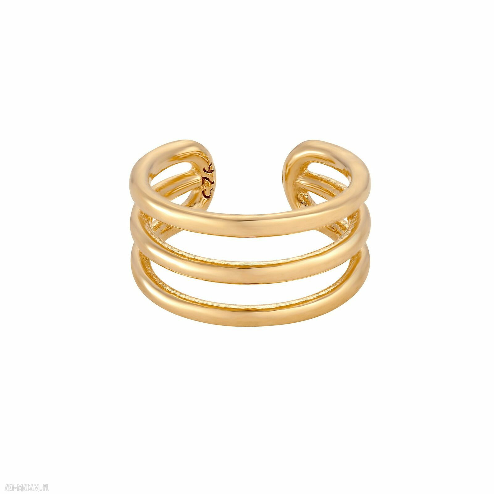 Złota potrójna nausznica kolczyki pozłacane delikatna całości