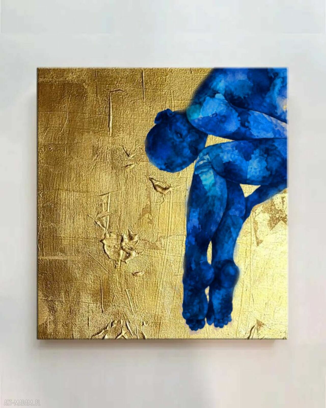 Złoty obraz strukturalny 110x110 cm - ręcznie malowany na płótnie