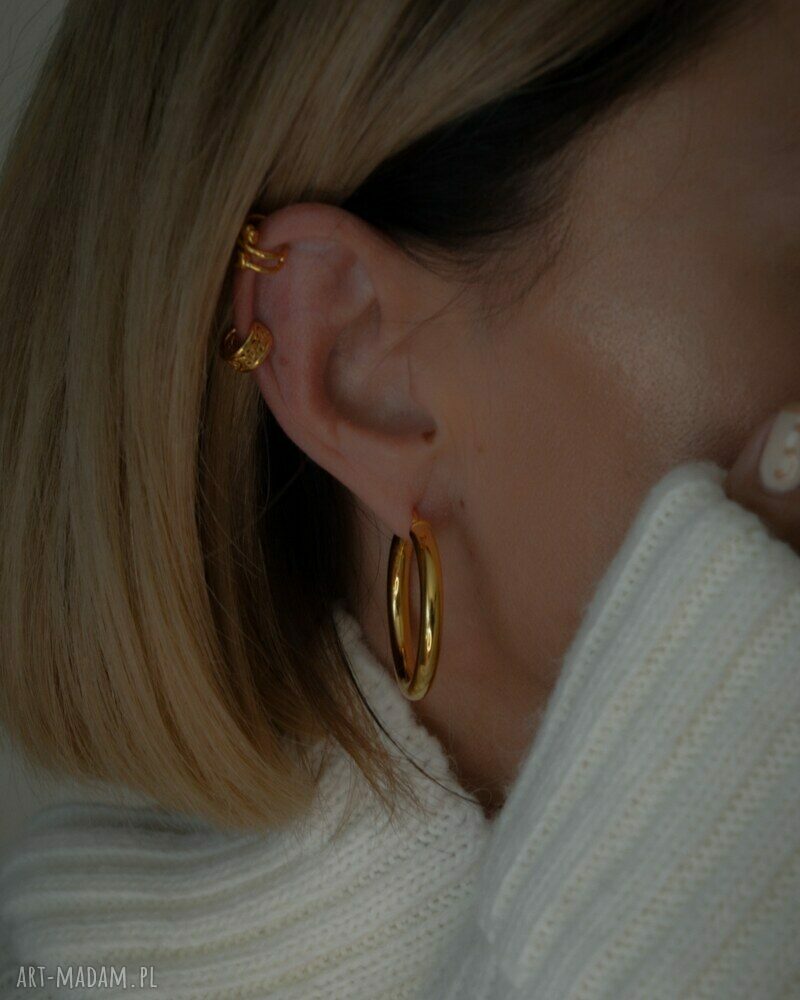 kolczyki: Złota wzorzysta nausznica ręcznie wykonane