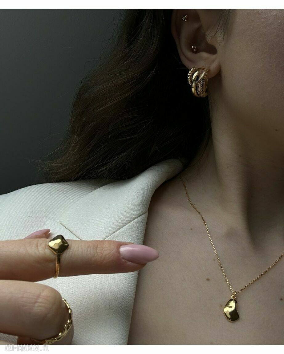 kolczyki: Złote ażurowe kolczyki Hand Made