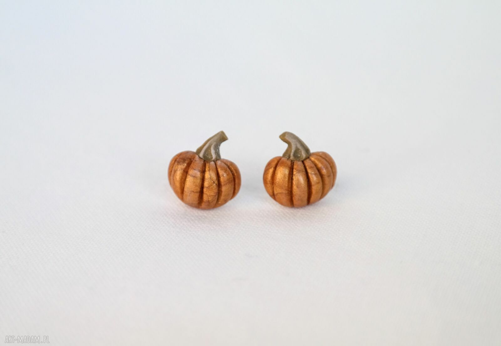 Złote dynie - kolczyki sztyfty na jesień i Halloween
