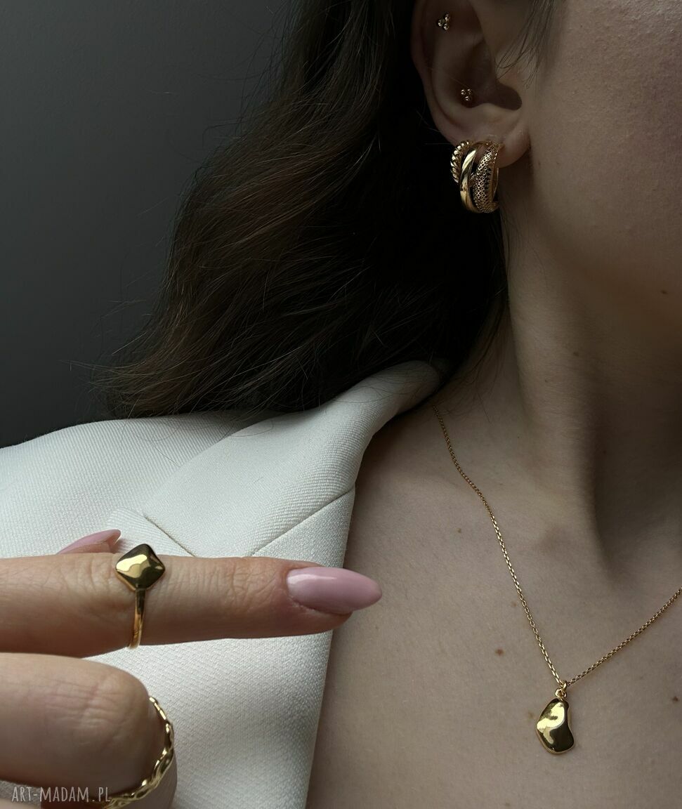 kolczyki: Złote grube kolczyki koła Ręcznie wykonane