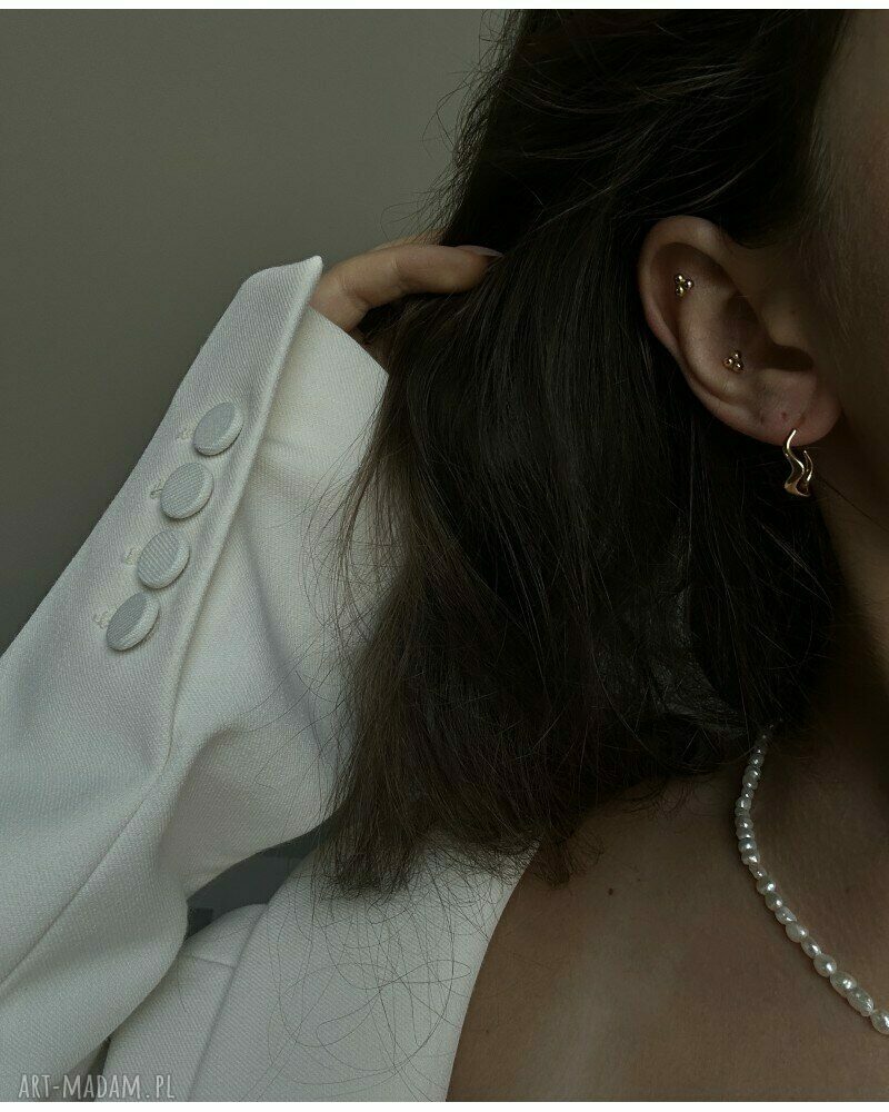 kolczyki: Złote kolczyki duże falowane półkola ręcznie wykonane