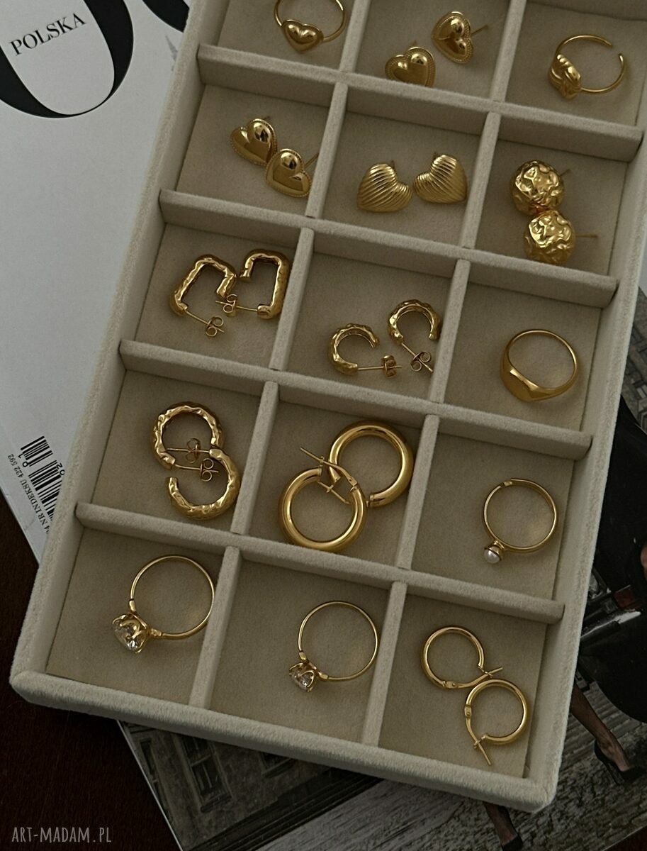 kolczyki: Złote kolczyki duże gniecione koła Ręcznie zrobione