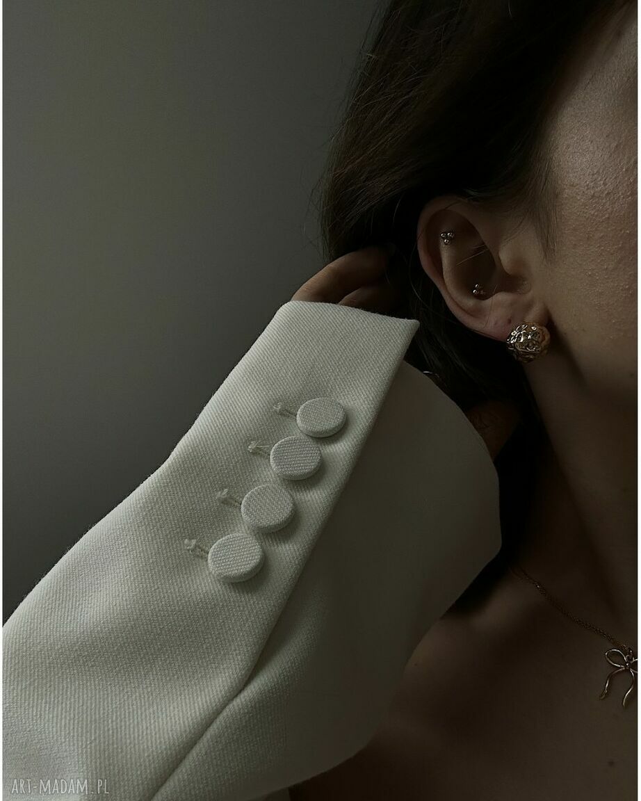 kolczyki: Złote kolczyki duże gniecione koła Ręcznie zrobione