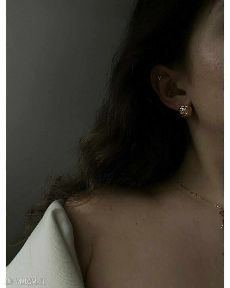 kolczyki: Złote kolczyki duże gniecione koła Ręcznie zrobione