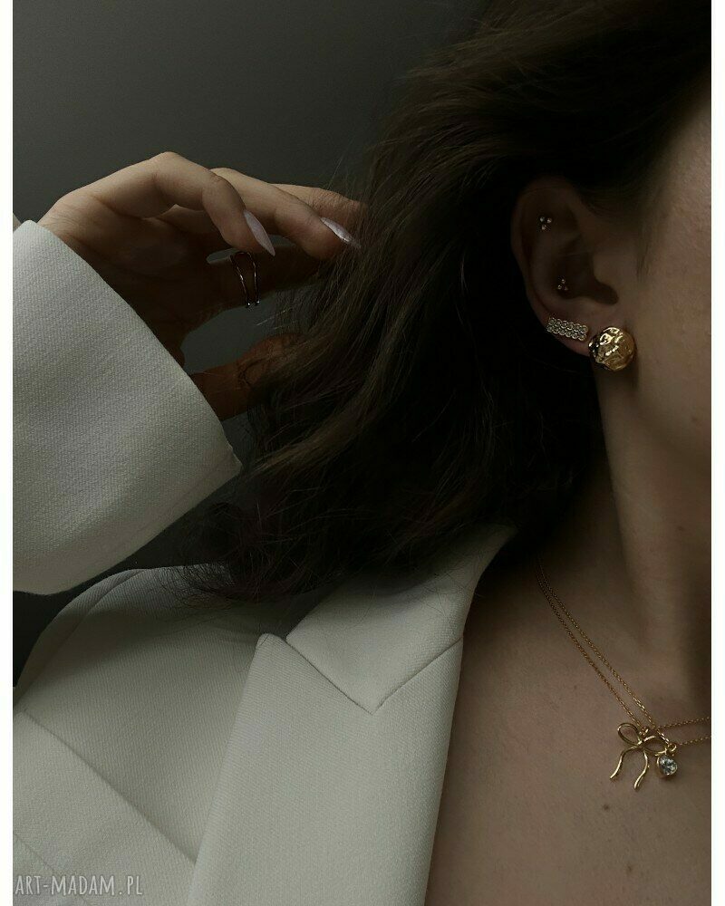 kolczyki: Złote kolczyki duże gniecione koła Ręcznie zrobione