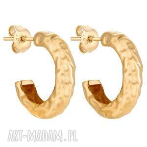 sotho złote kolczyki duże grube gniecione półkola
