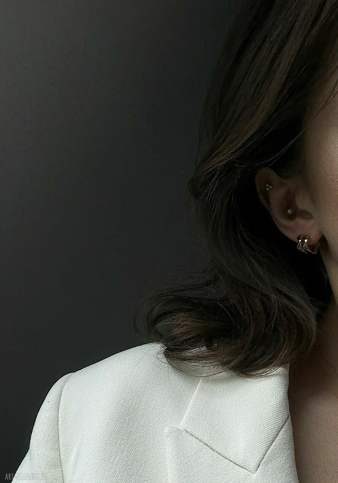 kolczyki: Złote kolczyki falowane koła HandMade