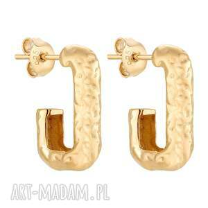 złote kolczyki gniecione prostokąty