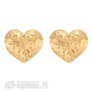 złote kolczyki gniecione serduszka sotho
