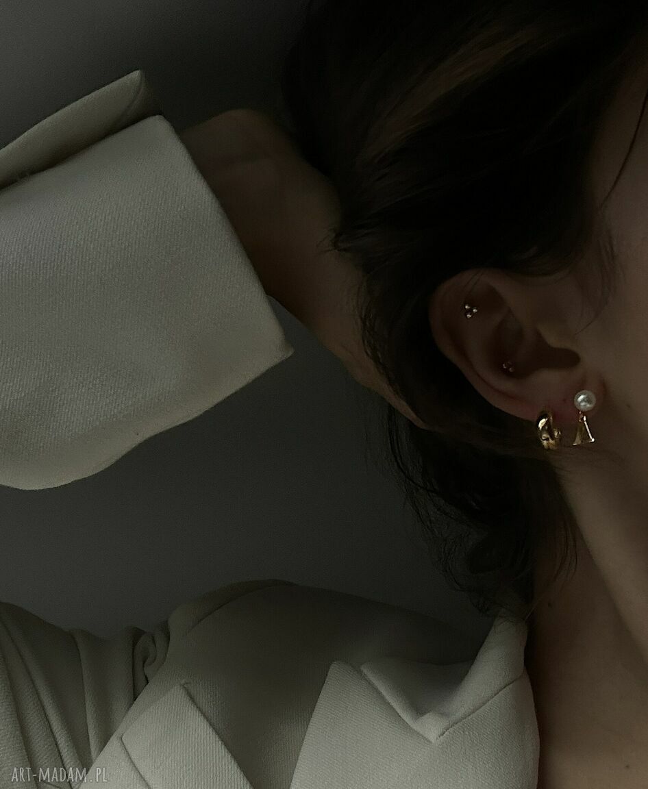 kolczyki: Złote kolczyki grube małe półkola Ręcznie robione