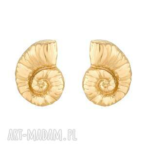 złote kolczyki muszle sotho - pozłacane, muszelki, sztyfty