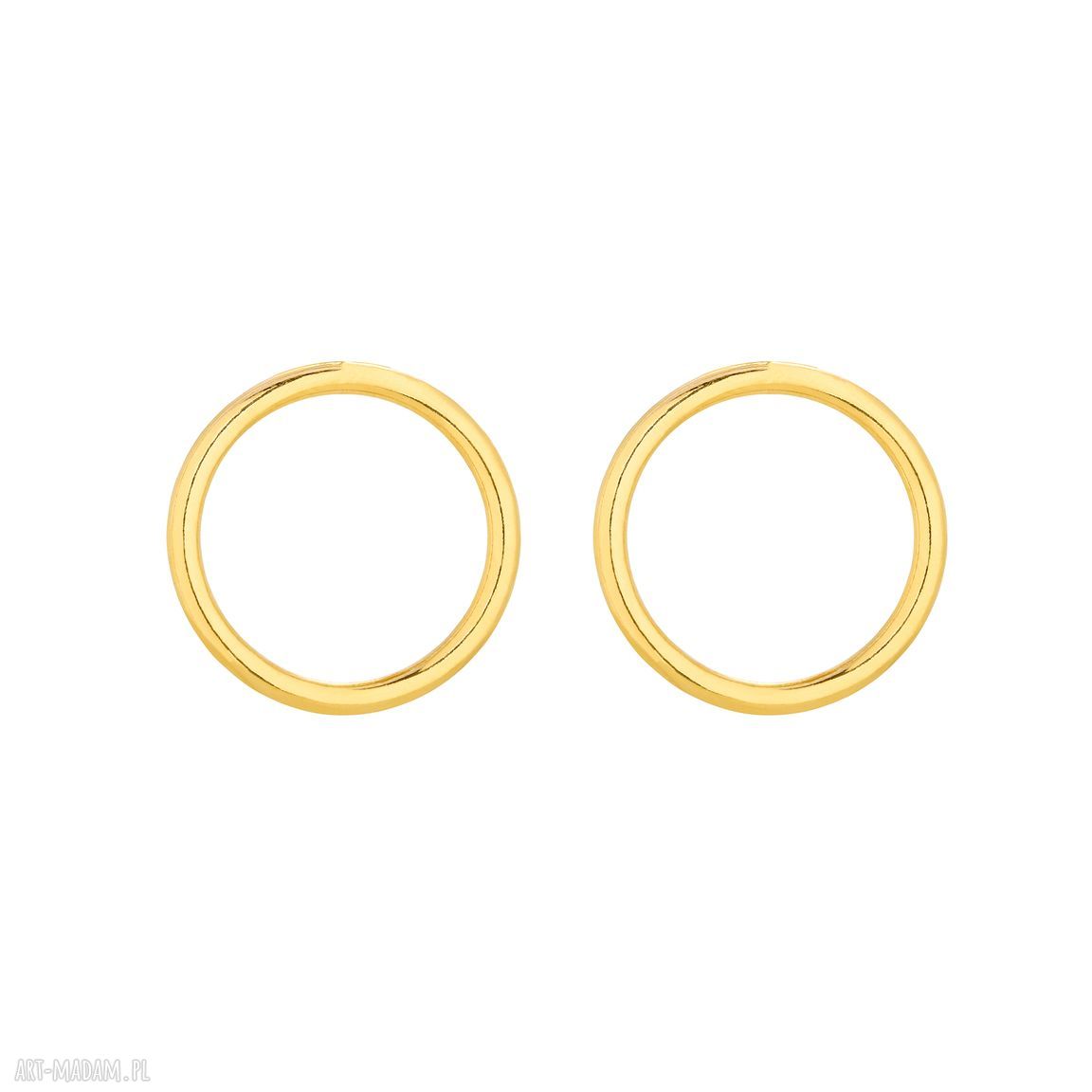Złote kolczyki obręcze żółte modowe sztyfty kształcie
