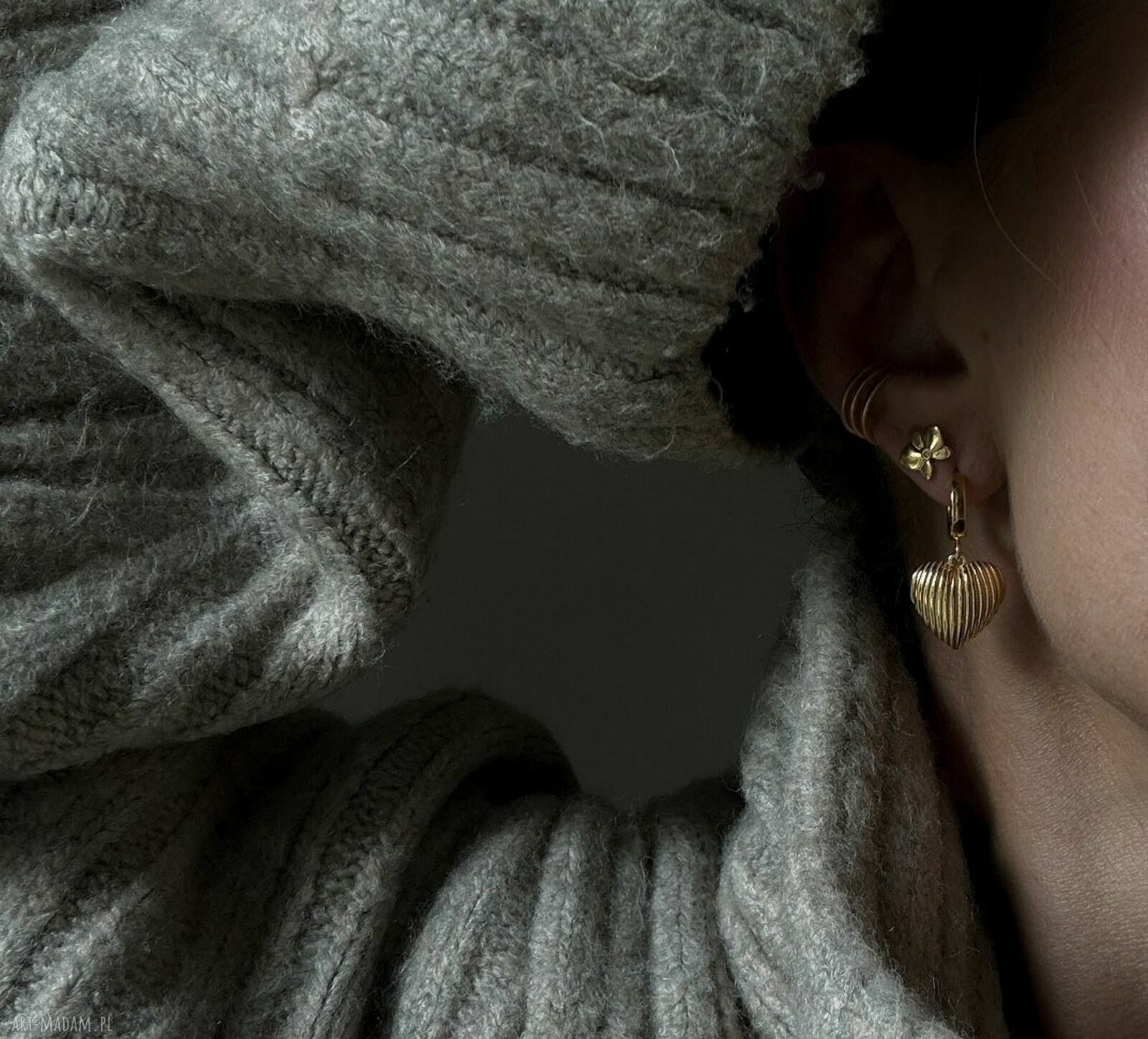 kolczyki: Złote kolczyki orchidee z kryształkami HandMade