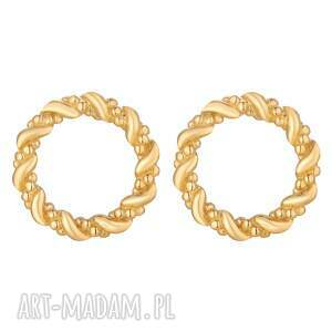 sotho złote kolczyki plecione koła - pozłacane, sztyfty
