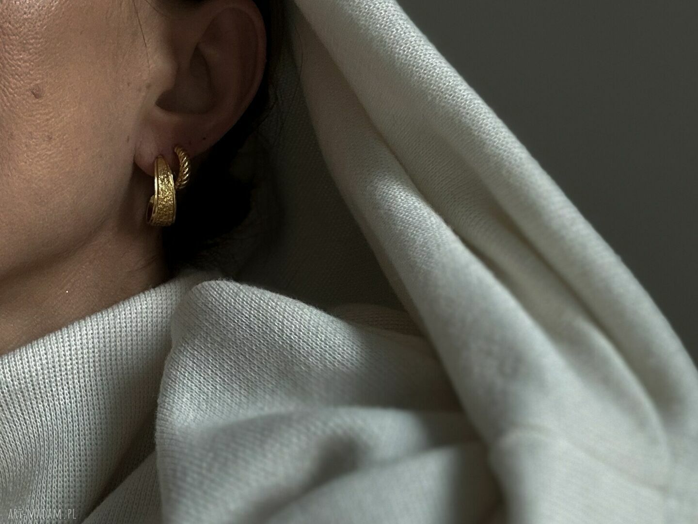 kolczyki: Złote kolczyki półkola retro Ręcznie zrobione