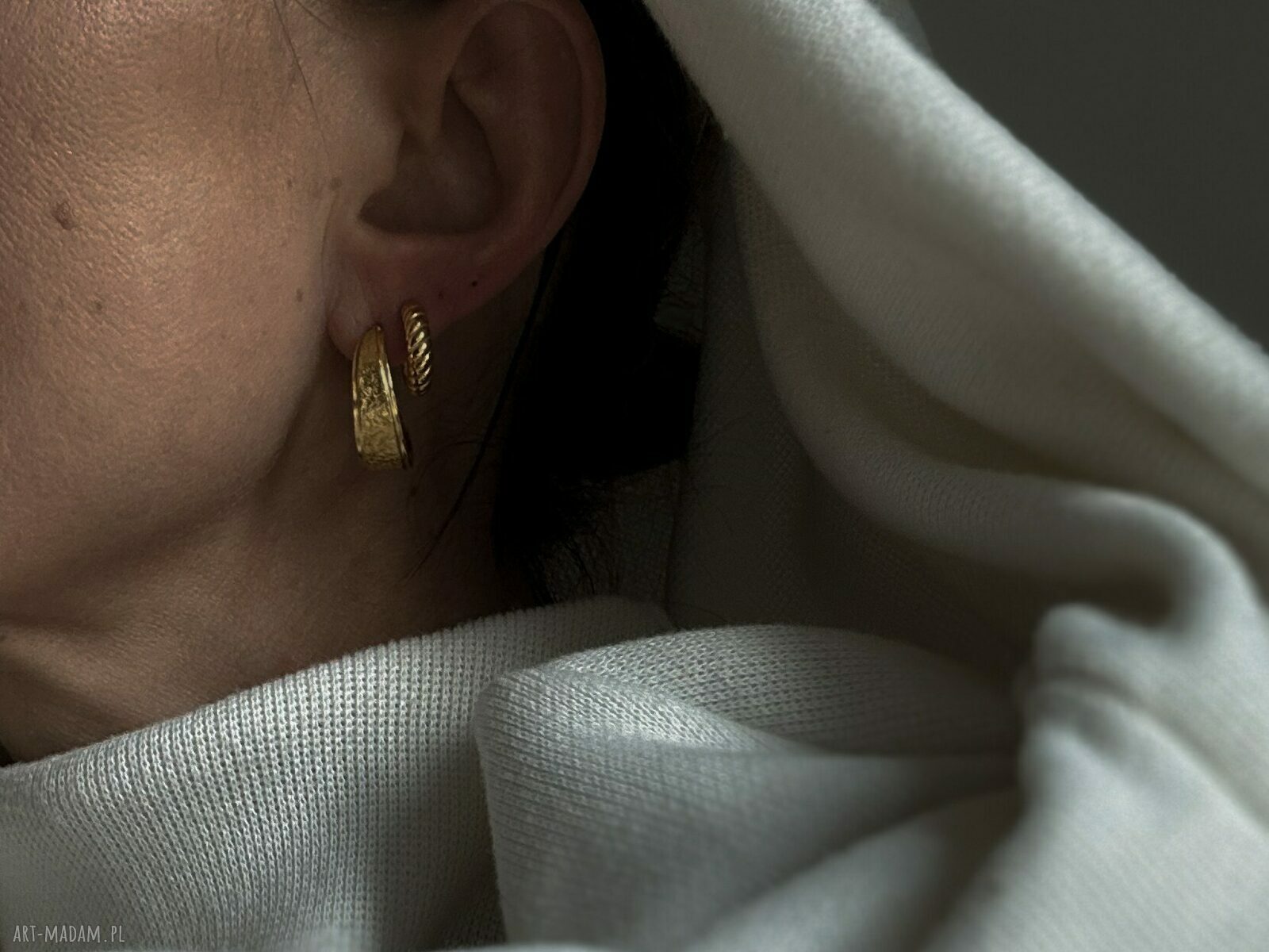 kolczyki: Złote kolczyki półkola retro Ręcznie zrobione