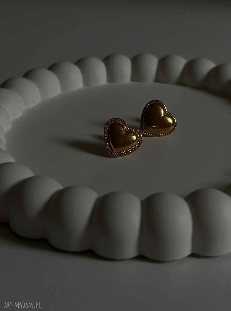 kolczyki: Złote kolczyki serca Ręcznie wykonane