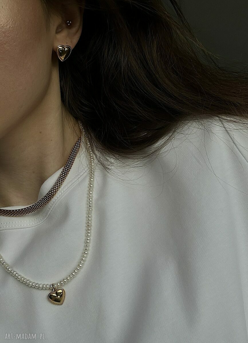 kolczyki: Złote kolczyki serca Ręcznie wykonane