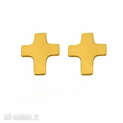 kolczyki: ZŁOTE KOLCZYKI SZTYFTY KRZYŻYKI HandMade