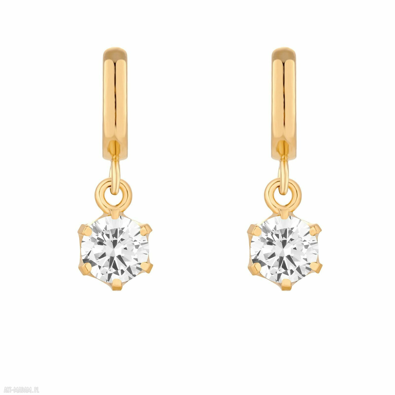 Złote kolczyki bezbarwnymi cyrkoniami pozłacany cyrkonia sztyfty