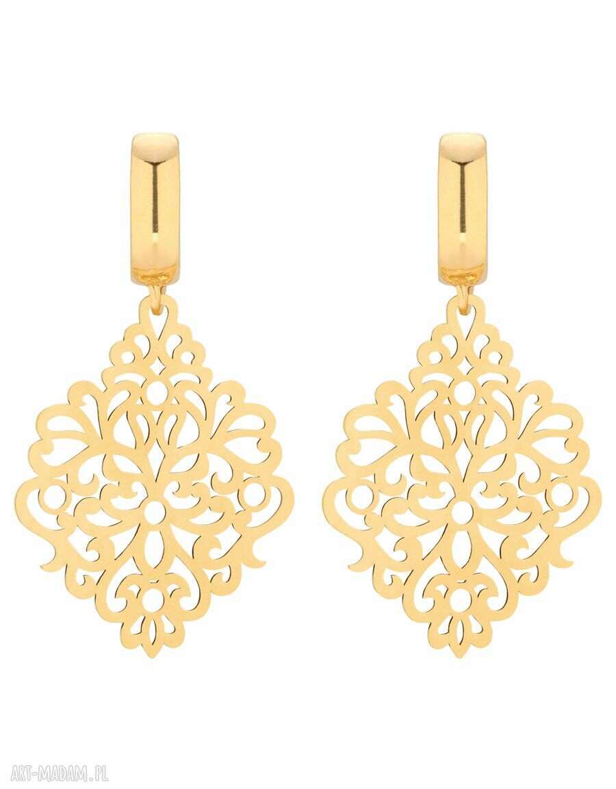 Złote kolczyki rozetką długie wiszące rozety duże eleganckie